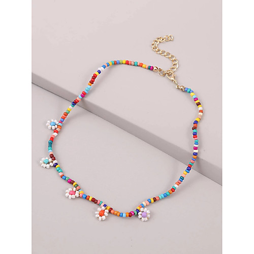 

Floral Flower Shape Bead Necklace Fashion Trendy Sweet Resin Rainbow 40 cm Necklace Jewelry 1pc For Christmas Gift Masquerade Birthday Party Festival