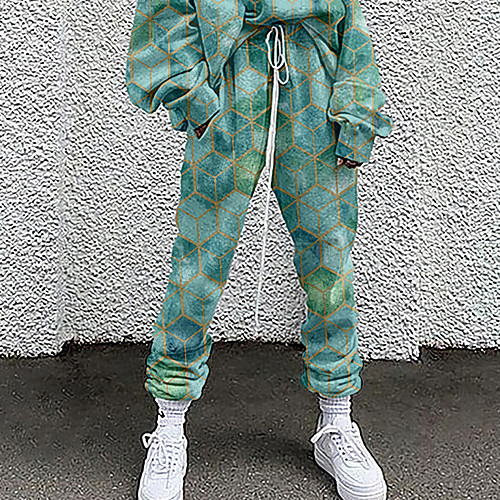 

Women's Fashion Casual / Sporty Comfort Going out Weekend Active Pants Geometric Pattern Color Block Full Length Pocket Elastic Drawstring Design Print Blue Purple Blushing Pink Wine Green