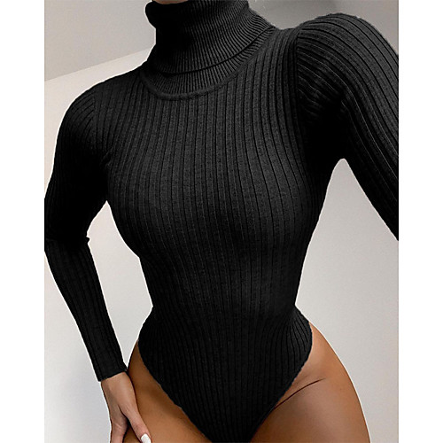 

cross-border 2021 amazon new european and american style solid color pit strip high-neck slim bottoming bodysuit female long-sleeved t-shirt