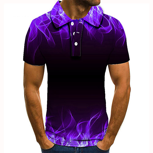 

Men's Golf Shirt Tennis Shirt 3D Print Graphic Prints Streamer Button-Down Short Sleeve Street Tops Casual Fashion Cool Purple / Sports