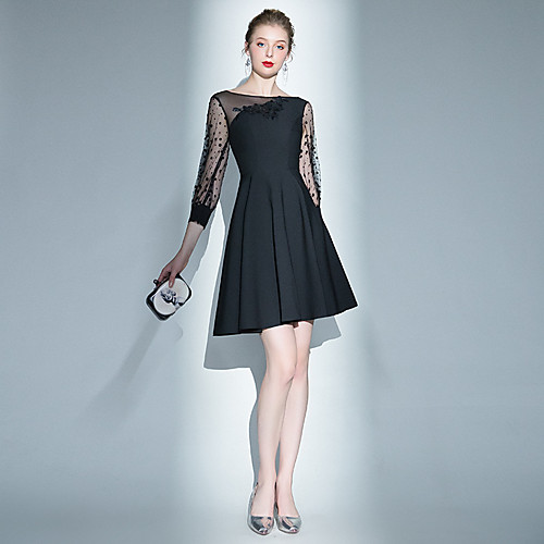 

banquet evening dress black female 2020 autumn new style can usually be worn with a thin temperament party european and american dress skirt autumn