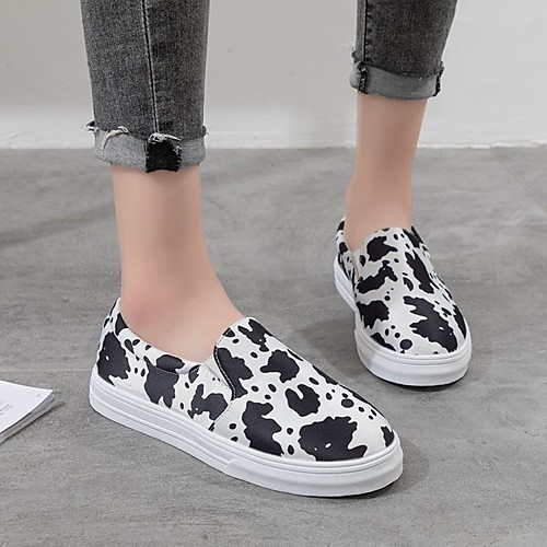 

Women's Loafers & Slip-Ons Slip-on Sneakers Flat Heel Round Toe Suede Color Block Leopard Black / White Leopard Pink