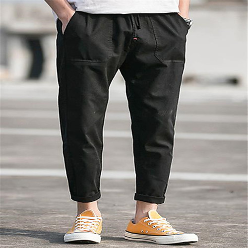 

Men's Cargo Chino Chinos Tactical Cargo Pants Solid Colored Ankle-Length Black Khaki Light gray Beige