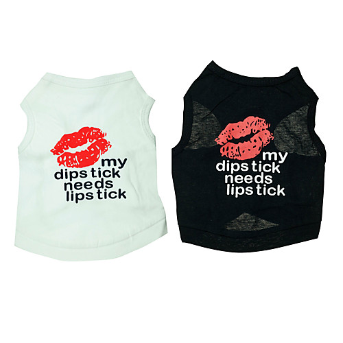 

Dog Cat Shirt / T-Shirt Vest Dog clothes Quotes & Sayings Lips Princess Simple Style Casual / Sporty Casual / Daily Weekend Dog Clothes Puppy Clothes Dog Outfits Breathable White Black Costume for