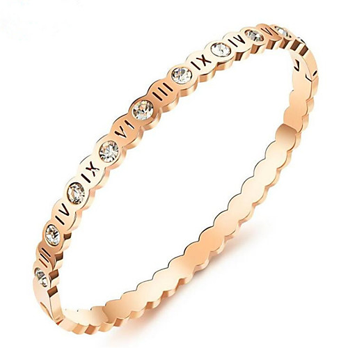 

Women's Cubic Zirconia Bracelet Bangles Hollow Out Flower Fashion Titanium Steel Bracelet Jewelry Rose Gold For Anniversary Gift Birthday Festival