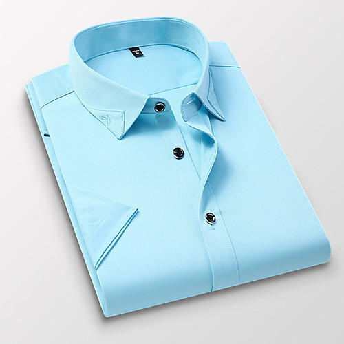 

Men's Shirt non-printing Solid Colored Solid Color Short Sleeve Daily Tops Business Basic Button Down Collar Light Pink Purple White / Work
