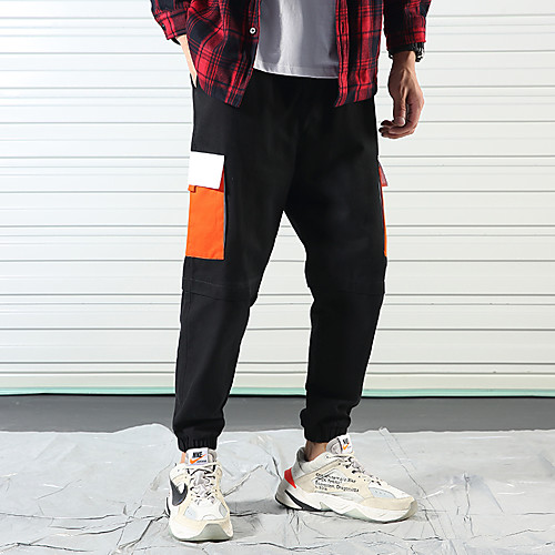

Men's Cargo Tactical Cargo Pants Color Block Black