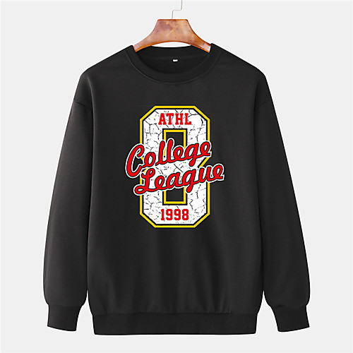 

Men's Pullover Sweatshirt Graphic Prints Letter 3D Round Neck Sports & Outdoor Daily Sports Hot Stamping Basic Casual Hoodies Sweatshirts Long Sleeve Black