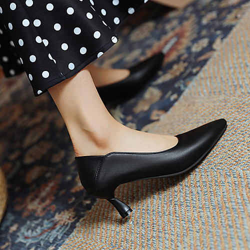 

Women's Heels Kitten Heel Pointed Toe PU Solid Colored Almond Black Red