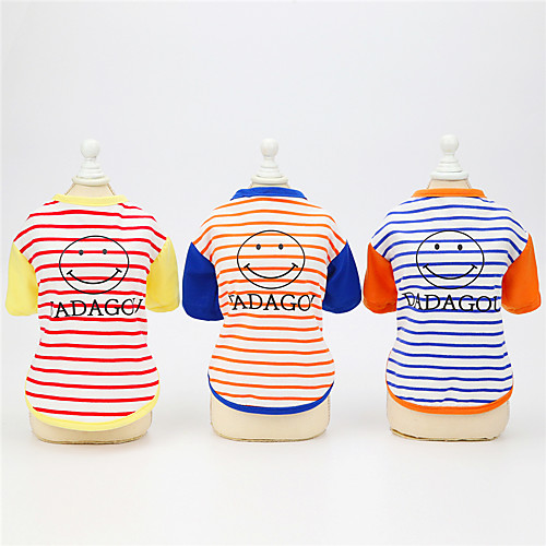 

Dog Cat Shirt / T-Shirt Stripes Patterned Leisure Stripes Dailywear Casual / Daily Dog Clothes Puppy Clothes Dog Outfits Breathable Yellow Blue Orange Costume for Girl and Boy Dog Padded Fabric S M L
