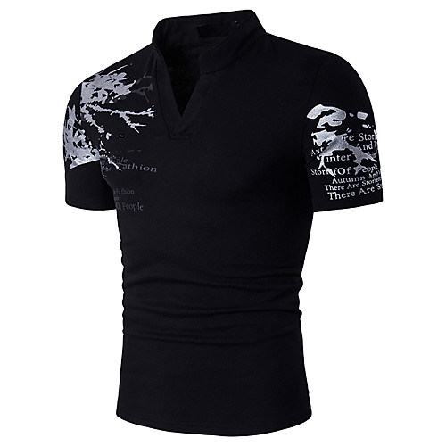 

Men's T shirt Other Prints Graphic Solid Color Print Short Sleeve Daily Tops Comfortable Gray White Black