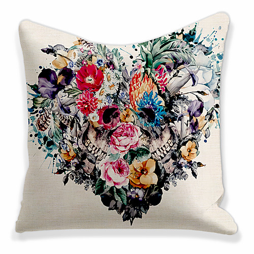 

Cushion Cover 1 Pc Faux Linen Soft Decorative Square Pillowcase for Sofa Bedroom 45 x 45 cm (18 x 18 Inch) Flowers Superior Quality Patio Throw Pillow Covers for Garden Farmhouse Bench Couch