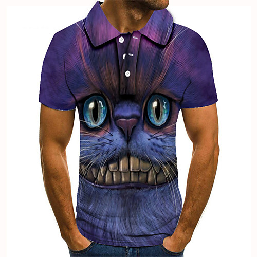 

Men's Golf Shirt 3D Print Graphic Prints Monster Animal Button-Down Short Sleeve Street Tops Casual Fashion Cool Purple / Sports