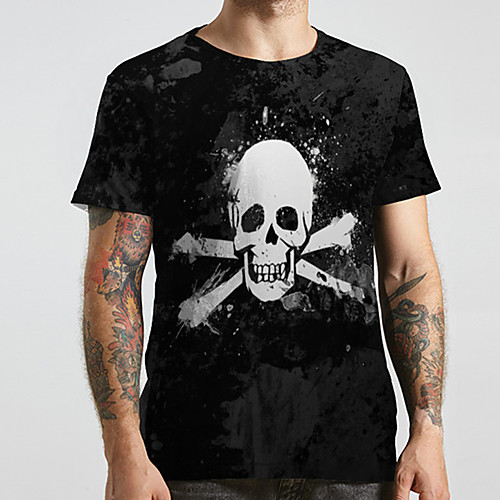 

Men's Unisex Tee T shirt Shirt 3D Print Graphic Prints Skull Plus Size Print Short Sleeve Casual Tops Fashion Designer Big and Tall Round Neck Black / Sports / Summer