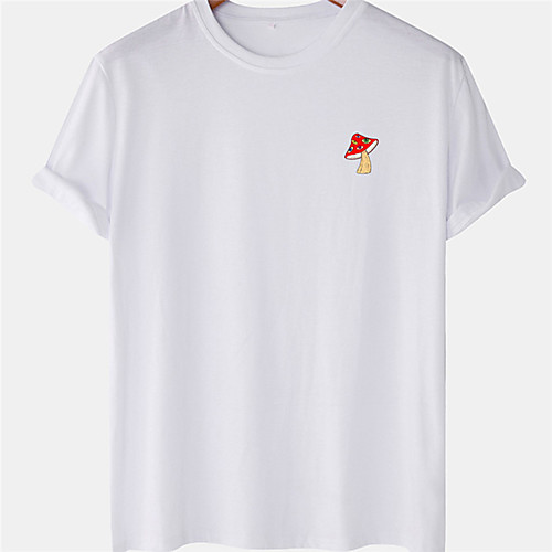 

Men's Unisex Tee T shirt Hot Stamping Mushroom Plus Size Short Sleeve Casual Tops 100% Cotton Basic Designer Big and Tall White Khaki Gray