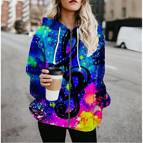 

Women's Jacket Daily Fall Spring Regular Coat Regular Fit Casual Jacket Long Sleeve Print Print Blue / Holiday