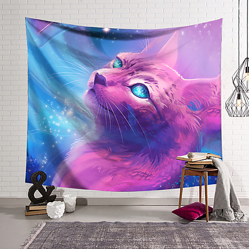 

Wall Tapestry Art Decor Blanket Curtain Hanging Home Bedroom Living Room Fantasy Cat Animal Painting Style