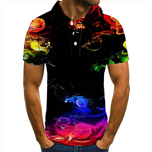 

Men's Golf Shirt Tennis Shirt 3D Print Gradient Graphic Prints Button-Down Short Sleeve Street Tops Casual Fashion Cool Black / Sports