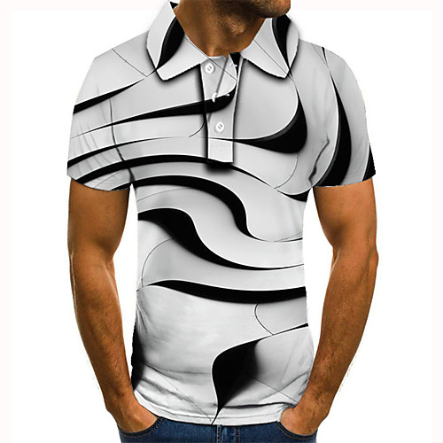 

Men's Golf Shirt Tennis Shirt 3D Print 3D Graphic Prints Button-Down Short Sleeve Street Tops Casual Fashion Cool White / Sports