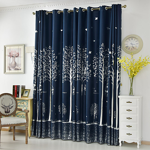 

Two Panel Pastoral Style Big Tree Hot Silver Blackout Curtains Living Room Bedroom Dining Room Study Curtains