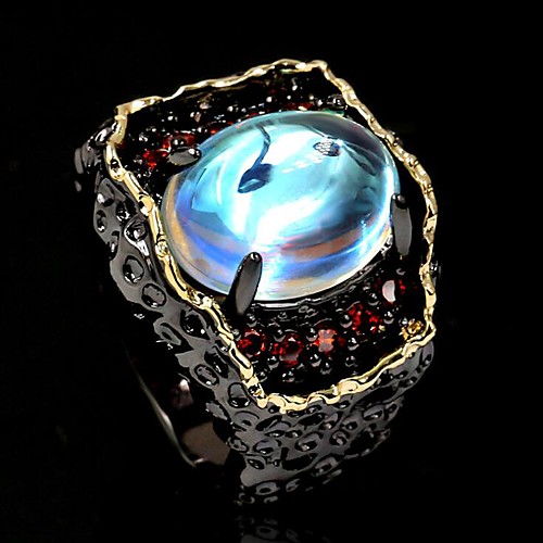 

Ring Moonstone Vintage Style Black Brass Eyes Evil Eye Luxury Vintage European 1pc 6 7 8 9 10 / Women's