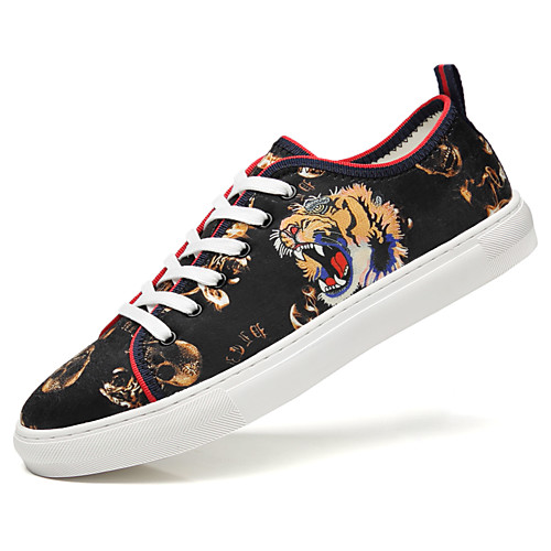

Men's Sneakers Animal Print 3D Print Printed Shoes Casual Athletic Outdoor Walking Shoes Satin Synthetics Breathable Non-slipping Shock Absorbing Booties / Ankle Boots Black / Gold Black / Green 3D