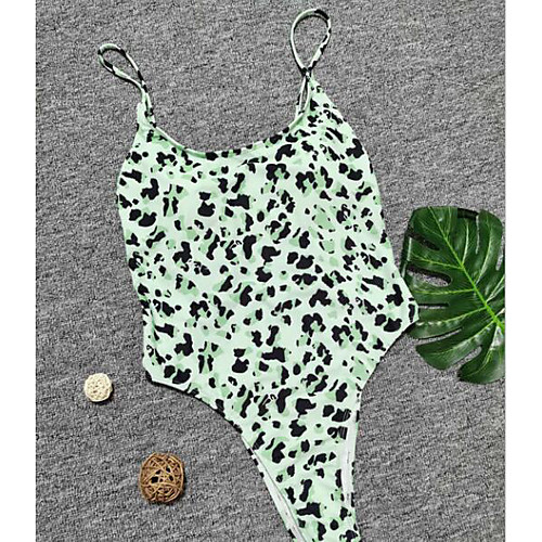 

Women's One Piece Monokini Swimsuit High Waist Open Back Print Tie Dye Leopard Green Swimwear Padded Strap Bathing Suits New Textured Vintage / Tattoo / Animal / Cross / Padded Bras