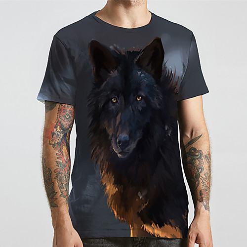 

Men's Unisex Tee T shirt Shirt 3D Print Graphic Prints Wolf Animal Plus Size Print Short Sleeve Casual Tops Basic Designer Big and Tall Round Neck Rainbow / Summer