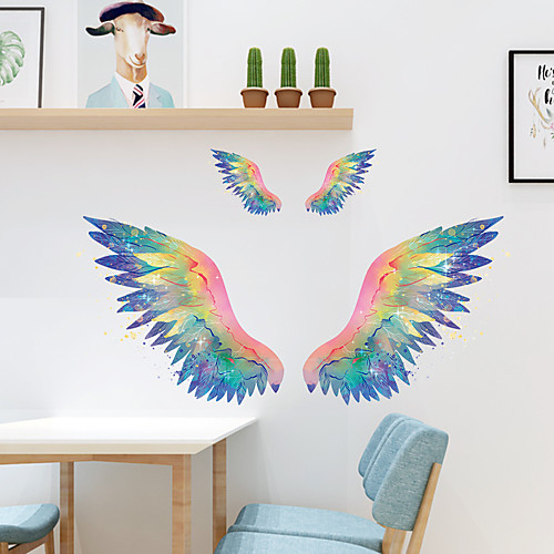 

Wall Sticker Rainbow Dream Wings Feather Children's Room Home Bathroom Wall Background Decoration Can Be Removed Stickers