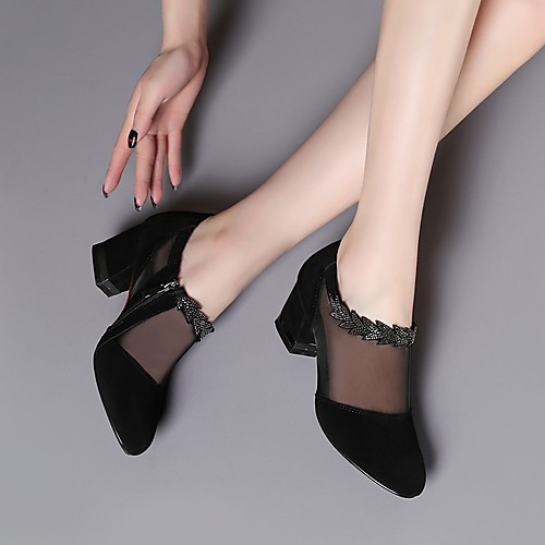 

Women's Heels Chunky Heel Round Toe Daily PU Black