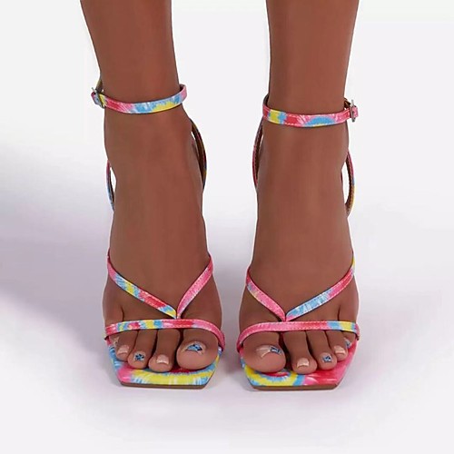 

Women's Sandals Stiletto Heel Round Toe PU Solid Colored Rainbow