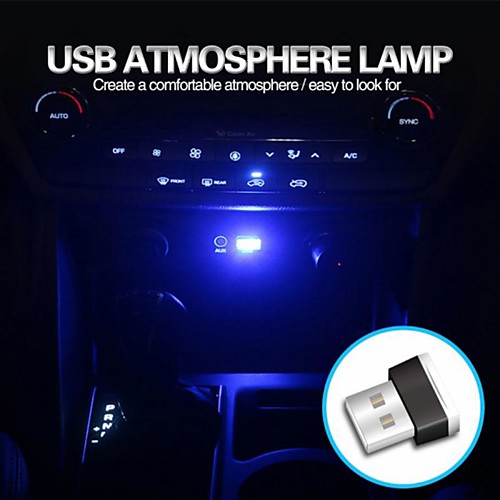 

OTOLAMPARA 4pcs Mini USB Light LED Modeling Light Car Ambient Light Neon Interior Light Car Interior Decorative Light Mixed Colors White Blue Red Yellow Green Purple Ice Blue