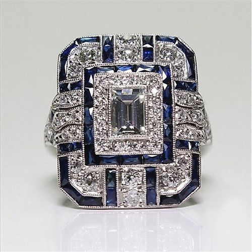 

Ring Synthetic Sapphire Geometrical Silver Copper Flower Fashion 1pc 7 8 9 10 / Women's