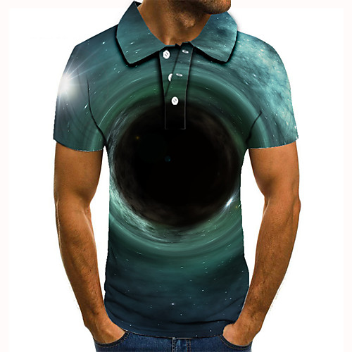 

Men's Golf Shirt 3D Print 3D Graphic Prints Button-Down Short Sleeve Street Tops Casual Fashion Cool Green / Sports