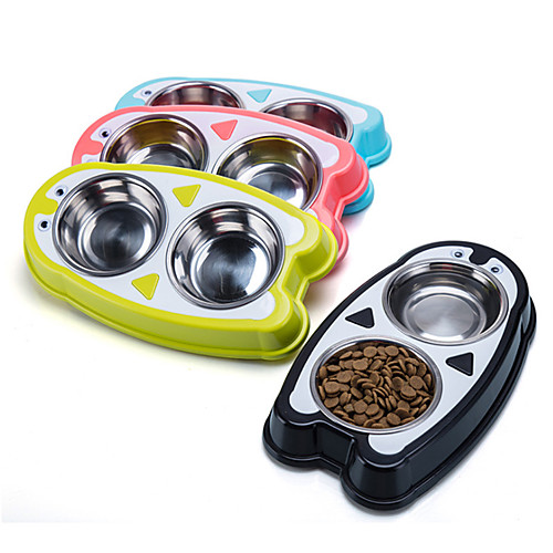 

Dog Cat Bowls & Water Bottles / Feeding Bowl / Dog Cat Bowls Stainless steel Double-Sided Durable No-Spill Solid Colored Black Blue Pink Bowls & Feeding