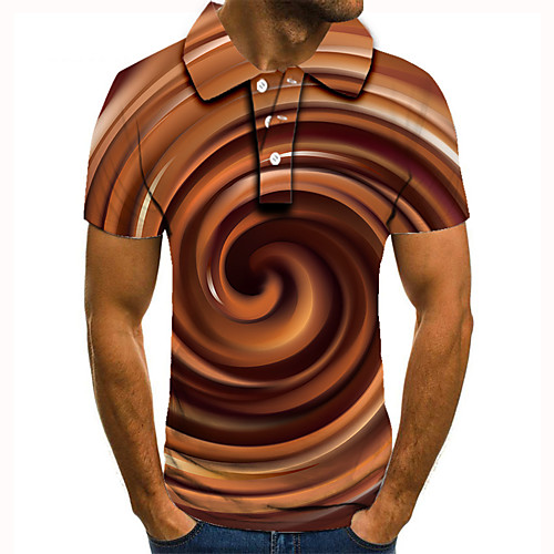 

Men's Golf Shirt Tennis Shirt 3D Print 3D Graphic Prints Button-Down Short Sleeve Street Tops Casual Fashion Cool Brown / Sports