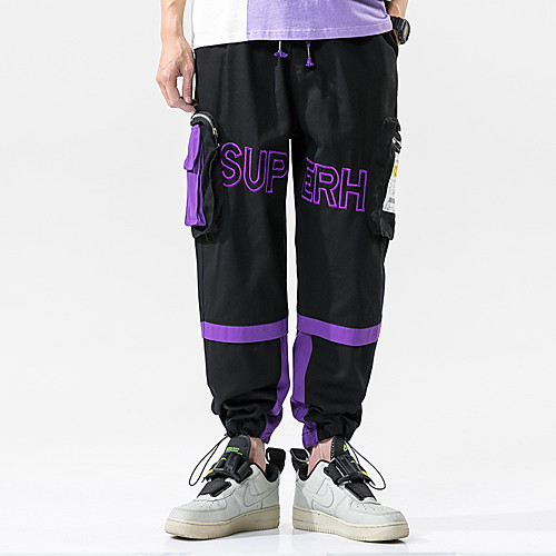 

Men's Casual / Sporty Athleisure Breathable Outdoor Sports Sport Daily Pants Tactical Cargo Pants Solid Colored Full Length Drawstring Pocket Black
