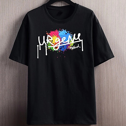 

Men's Unisex Tee T shirt Hot Stamping Graphic Prints Letter Plus Size Print Short Sleeve Casual Tops 100% Cotton Basic Designer Big and Tall Black