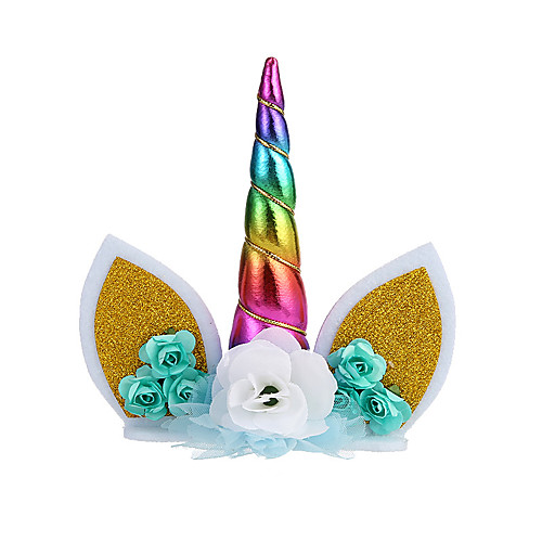 

Unicorn Holiday Jewelry Girls' Movie Cosplay Cosplay Costume Party Golden White Blue Hair Jewelry Christmas Children's Day New Year Plastics
