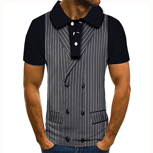 

Men's Golf Shirt Tennis Shirt 3D Print 3D Graphic Prints Button-Down Short Sleeve Street Tops Casual Fashion Cool Gray / Sports