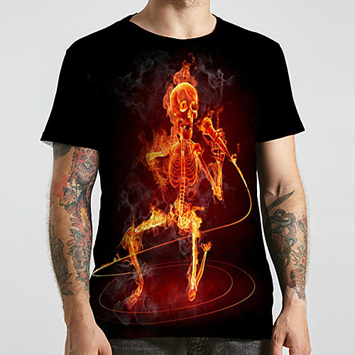 

Men's Unisex Tee T shirt 3D Print Graphic Prints Skull Plus Size Print Short Sleeve Casual Tops Fashion Designer Big and Tall Black