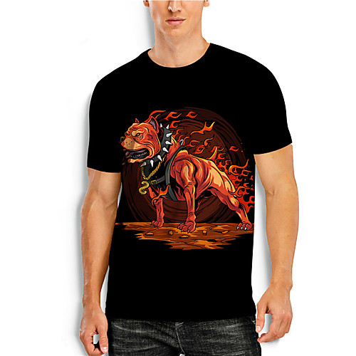 

Men's Tees T shirt 3D Print Dog Graphic Prints Animal Print Short Sleeve Daily Tops Casual Designer Big and Tall Black