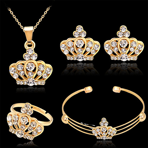 

Women's Jewelry Set Bridal Jewelry Sets 3D Crown Precious Fashion Gold Plated Earrings Jewelry Gold For Christmas Wedding Halloween Party Evening Gift 1 set