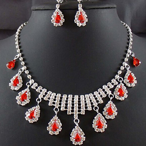 

Women's Jewelry Set Bridal Jewelry Sets Tassel Fringe Precious Pear Fashion Silver Plated Earrings Jewelry Red For Christmas Wedding Party Evening Gift Formal 1 set