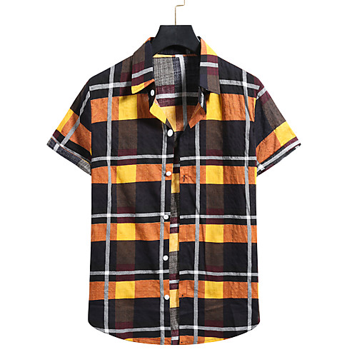 

Men's Shirt Graphic Short Sleeve Casual Tops Yellow