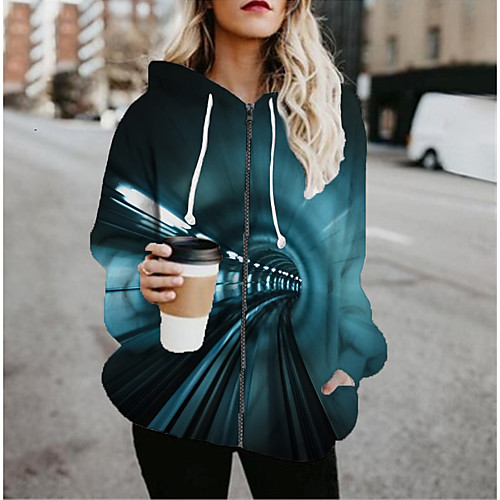 

Women's Jacket Daily Fall Spring Regular Coat Regular Fit Casual Jacket Long Sleeve 3D Print Print Green / Holiday
