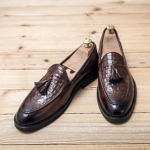 

Men's Loafers & Slip-Ons Tassel Shoes Bullock Shoes Penny Loafers Business Daily Walking Shoes Faux Leather Breathable Non-slipping Wear Proof Black Brown Spring