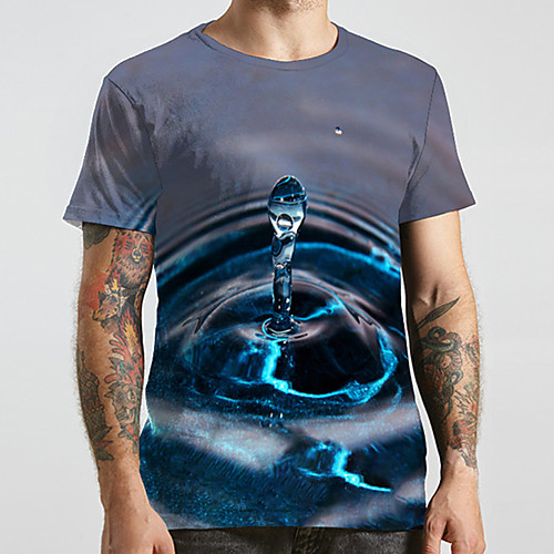 

Men's Unisex Tee T shirt 3D Print Paisley 3D Graphic Prints Plus Size Print Short Sleeve Casual Tops Fashion Designer Big and Tall Gray