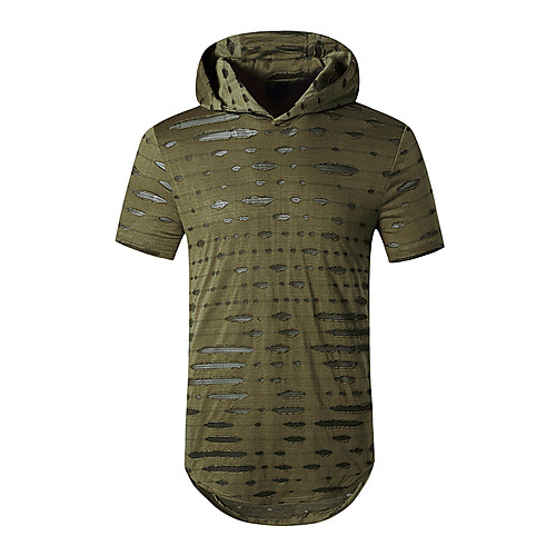 

Men's T shirt non-printing Solid Colored Cut Out Short Sleeve Street Tops Hip-Hop Streetwear White Black Wine