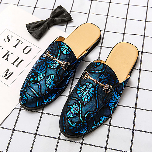 

Men's Clogs & Mules Bag Sets Flat Sandals Comfort Loafers Casual Daily Walking Shoes PU Breathable Non-slipping Wear Proof Blue Gold Rainbow Summer